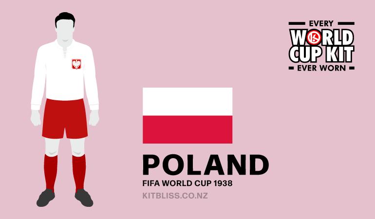 Graphic showing the Poland home kit worn during the 1938 FIFA World Cup.