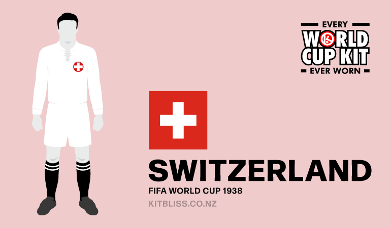 Graphic showing the Switzerland away kit worn during the 1938 FIFA World Cup.