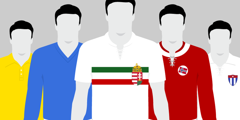 Image showing five kits worn during FIFA World Cup 1938