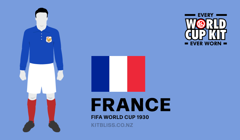 Graphic showing the France home kit worn during the 1930 FIFA World Cup.