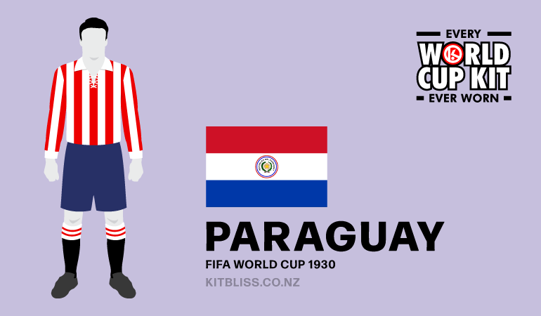 Graphic showing the Paraguay home kit worn during the 1930 FIFA World Cup.