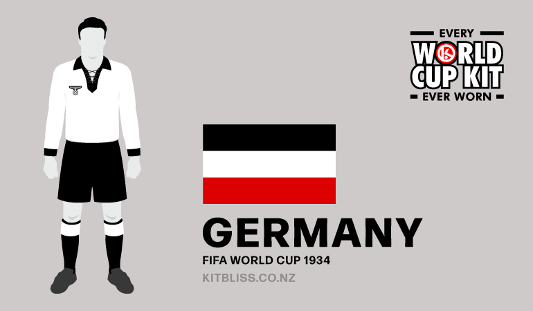 Graphic showing the Germany home kit worn during the 1934 FIFA World Cup.
