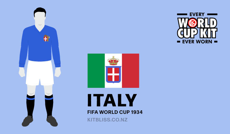 Graphic showing the Italy home kit worn during the 1934 FIFA World Cup.