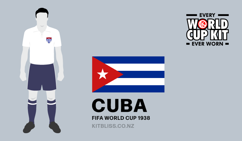Graphic showing the Cuba home kit worn during the 1938 FIFA World Cup.