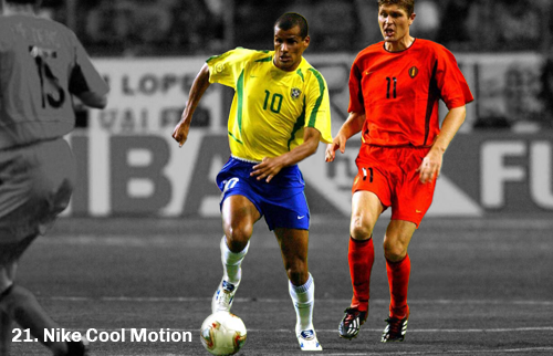 Graphic showing a picture of two players wearing kits based on the Nike Cool Motion template