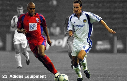 Graphic showing a picture of a Steaua Bucharest and Dynamo Kyiv player wearing kits based on the Adidas 'Convex' template