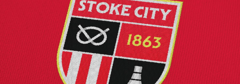 Stoke City logo 2026-27 on fabric